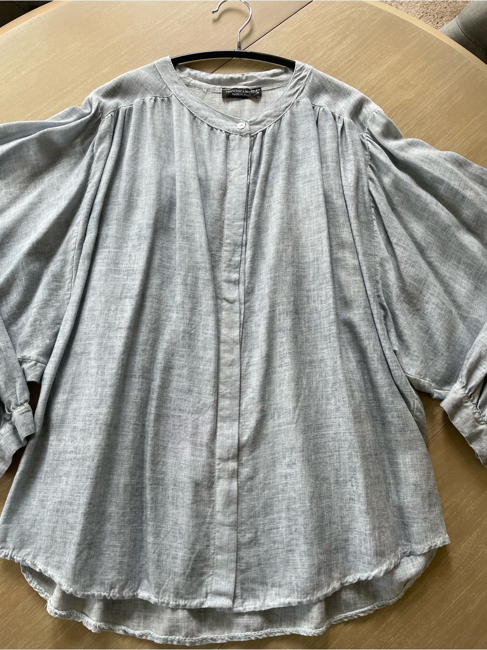 Flowy Light Blue-Gray Women's Button-Front Tunic - Summer